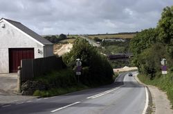 A38 - Five lanes - looking west down the A390