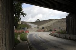 A390 - railway bridge - temporary road