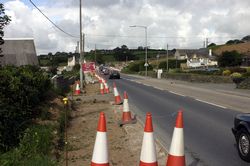 A38 - Five lanes - looking west down the A38