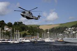 Royal Navy Merlin over Dartmouth