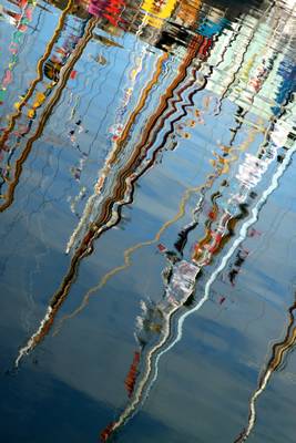 Classic boat reflections in Sutton harbour,Plymouth