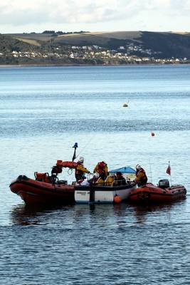 Joint RNLI Lifeguards and Lifeboat exercise - Looe bay