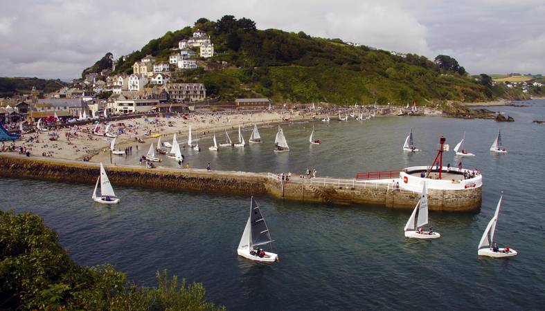 Western Morning View - GP14 dinghies returning to East Looe beach - © Ian Foster / fozimage