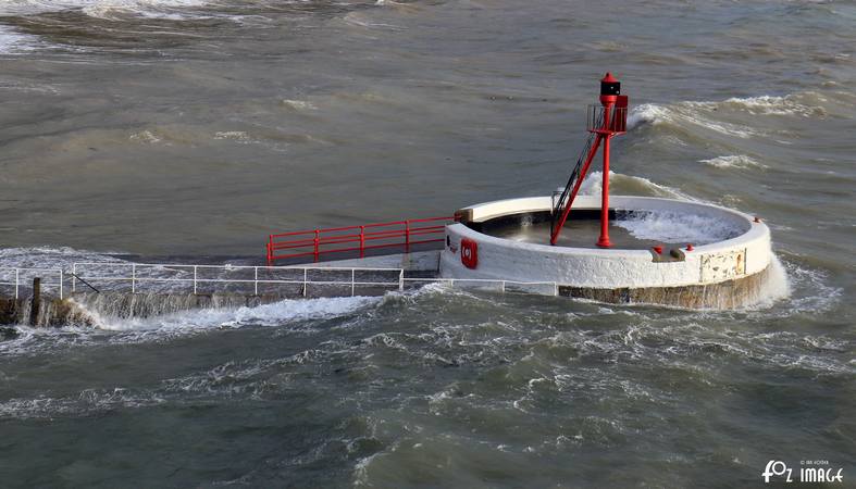 2 February 2017 - Banjo Pier braving the strong southerly winds half an hour after high tide this morning © Ian Foster / fozimage