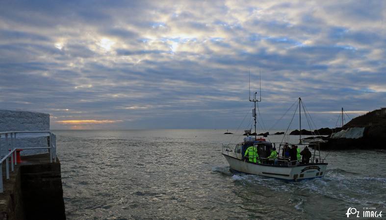 11 February 2017 - Out the Blue fishermen head out into Looe bay at sunrise © Ian Foster / fozimage