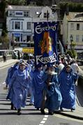 the procession crosses the bridge