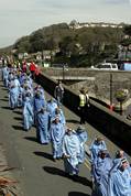 the procession crosses the bridge