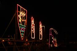 Christmas lights reflecting in Padstows inner harbour