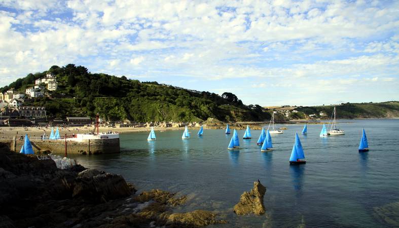 Western Morning View - Enterprise dinghies with their distinctive blue sails returning to East Looe - © Ian Foster / fozimage