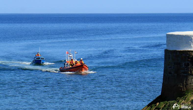 17 June 2017 - Looe RNLI Atlantic 85 B-894 Sheila and Dennis Tongue II towing the cabin cruiser © Ian Foster / fozimage