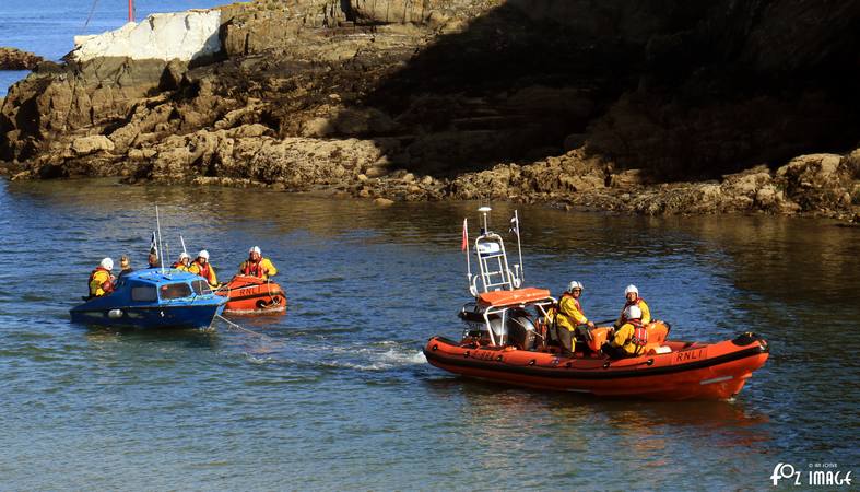 Looe RNLI Atlantic 85 and D Class towing in Looe river