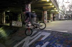 Cyclists under the national theatre