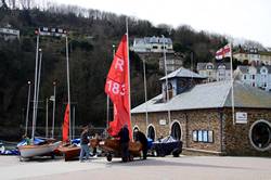 Preparing the sail boats on the seafront, East Looe