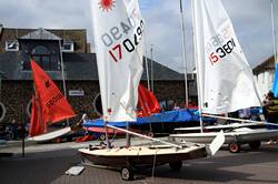 Preparing the sail boats on the seafront, East Looe