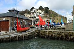 Preparing the sail boats on the seafront, East Looe