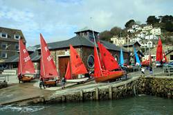 Preparing the sail boats on the seafront, East Looe