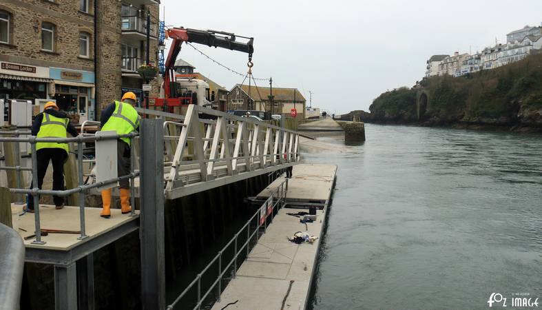 16 March 2017 - Hoisting the landing pontoon access ramp into position © Ian Foster / fozimage
