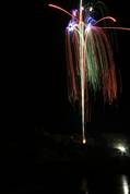 Polperro fireworks over Peak rock and the harbour