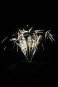 Polperro fireworks over Peak rock and the harbour