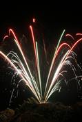 Polperro fireworks over Peak rock and the harbour